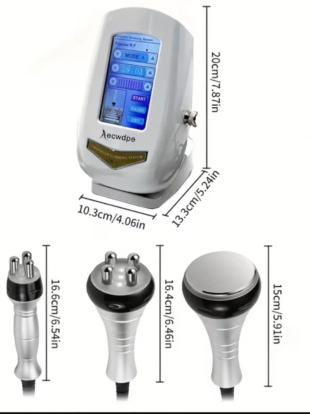 Professional Three-Probe Cavitation & Radio Frequency Machine - White - Like New